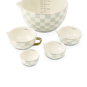 Checkered Mixing Bowl Set with Gold Accents